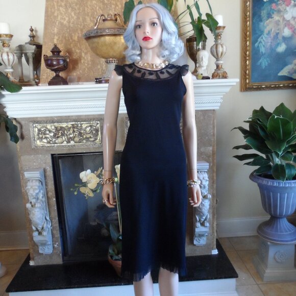 Moschino Cheapandchic Black SHeath Dress with/Embroidery Detail Size 10 - Picture 3 of 16